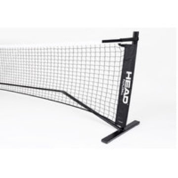Head Portable Pickleball Net System cross arm, adjustment straps and sturdy base. 